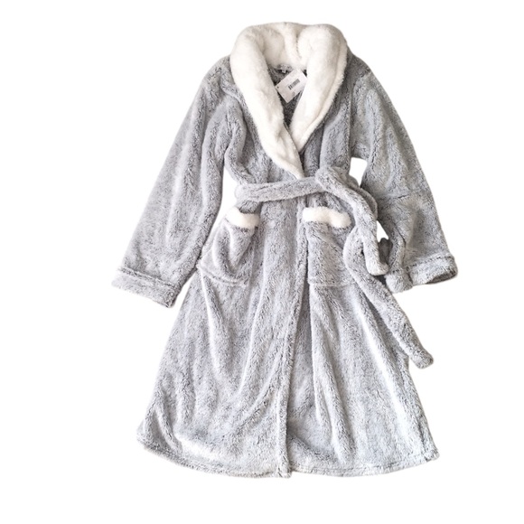 NWT Winter Collection Nightwear Long Grey Well Soft Wrap Robes L - Picture 2 of 4